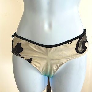Bikini Bottoms Off White Black Blue Geometric Print S
